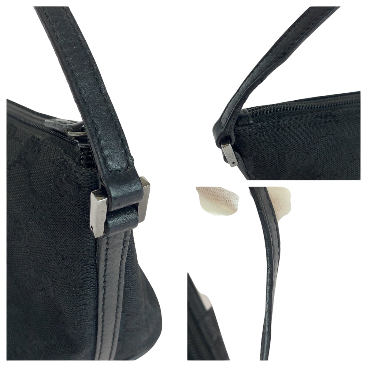 17530
GUCCI グッチ ブラック 黒 シルバー金具 GGキャンバス 07198 ハンドバッグ アクセサリーポーチ  レディース ABP32