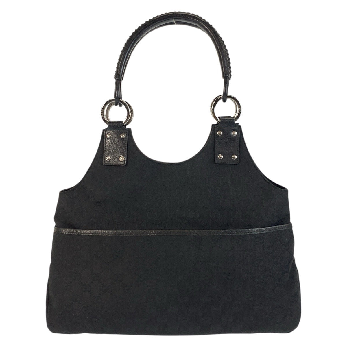 17531
GUCCI グッチ ブラック 黒 シルバー金具 GGキャンバス / レザー 132260 ショルダーバッグ トートバッグ  レディース ABP40