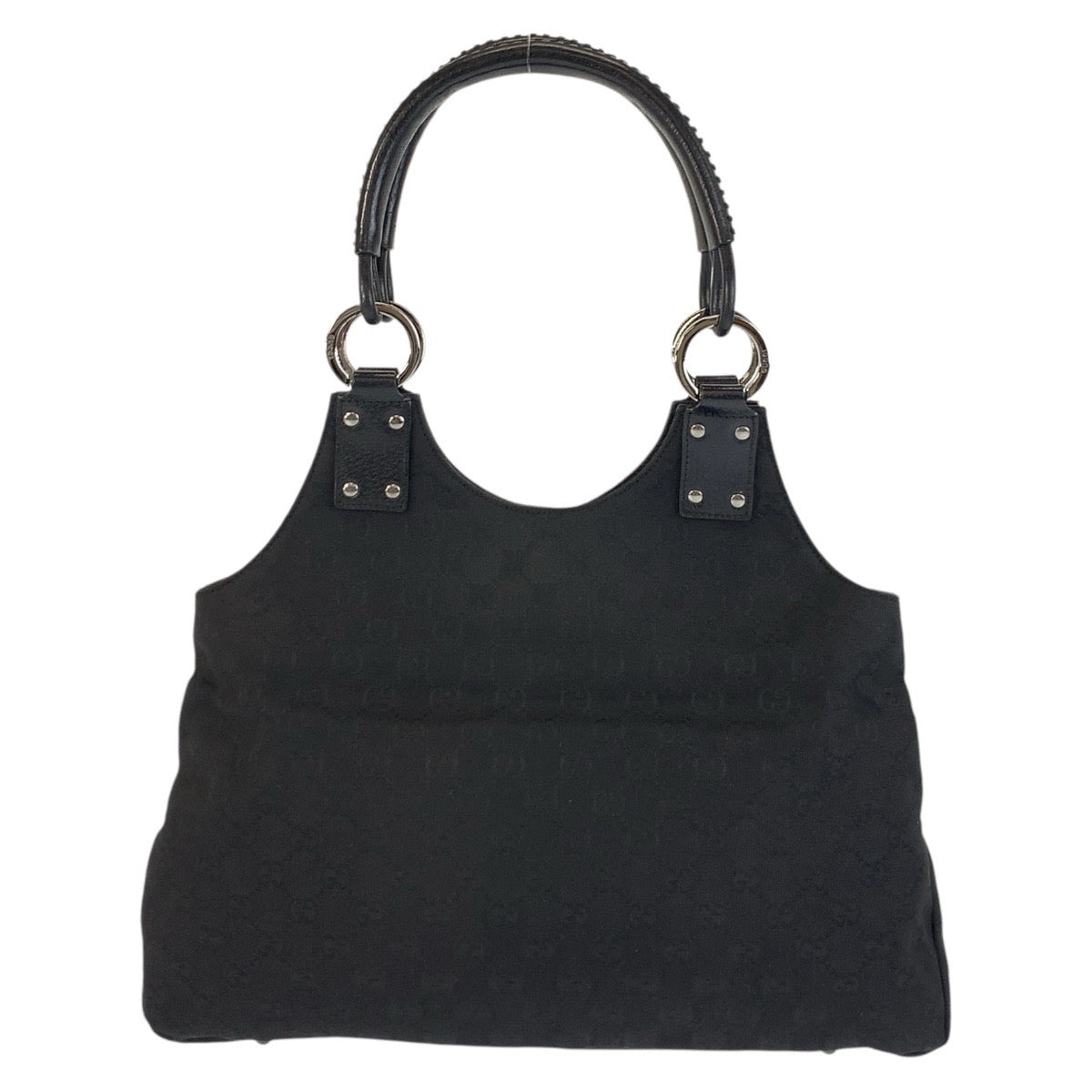 17531
GUCCI グッチ ブラック 黒 シルバー金具 GGキャンバス / レザー 132260 ショルダーバッグ トートバッグ  レディース ABP40