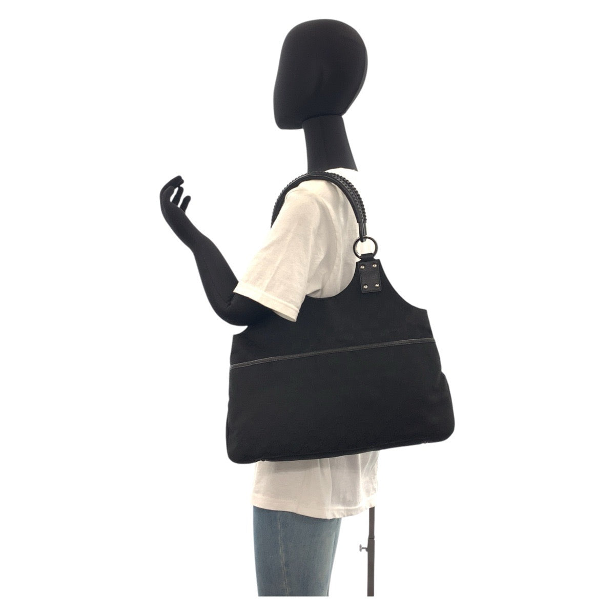 17531
GUCCI グッチ ブラック 黒 シルバー金具 GGキャンバス / レザー 132260 ショルダーバッグ トートバッグ  レディース ABP40