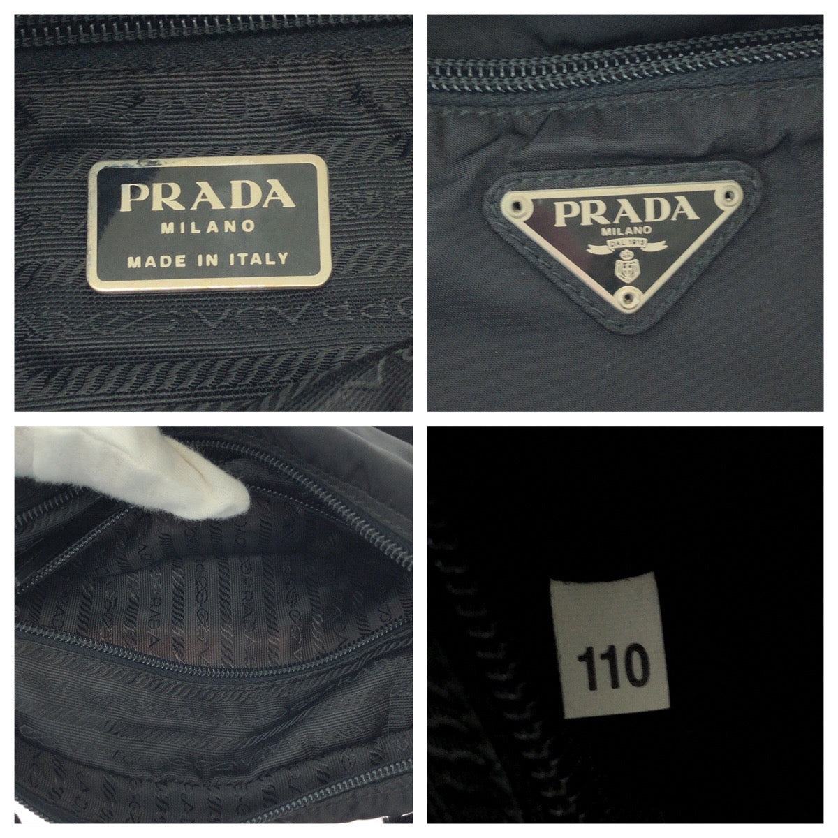 17532
PRADA プラダ テスート 三角ロゴプレート ブラック 黒 シルバー金具 ナイロン B9061 ショルダーバッグ ポシェット  レディース
