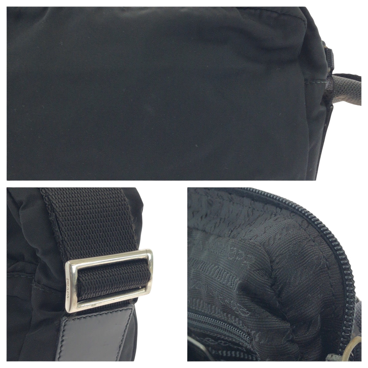 17532
PRADA プラダ テスート 三角ロゴプレート ブラック 黒 シルバー金具 ナイロン B9061 ショルダーバッグ ポシェット  レディース