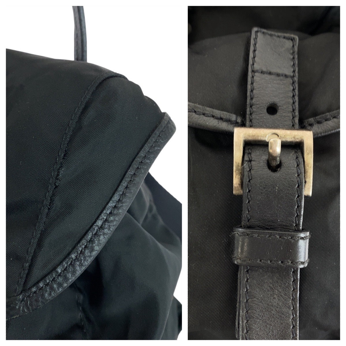 17533
PRADA プラダ テスート 三角ロゴプレート ブラック 黒 シルバー金具 ナイロン / レザー リュック バックパック  レディース AB45