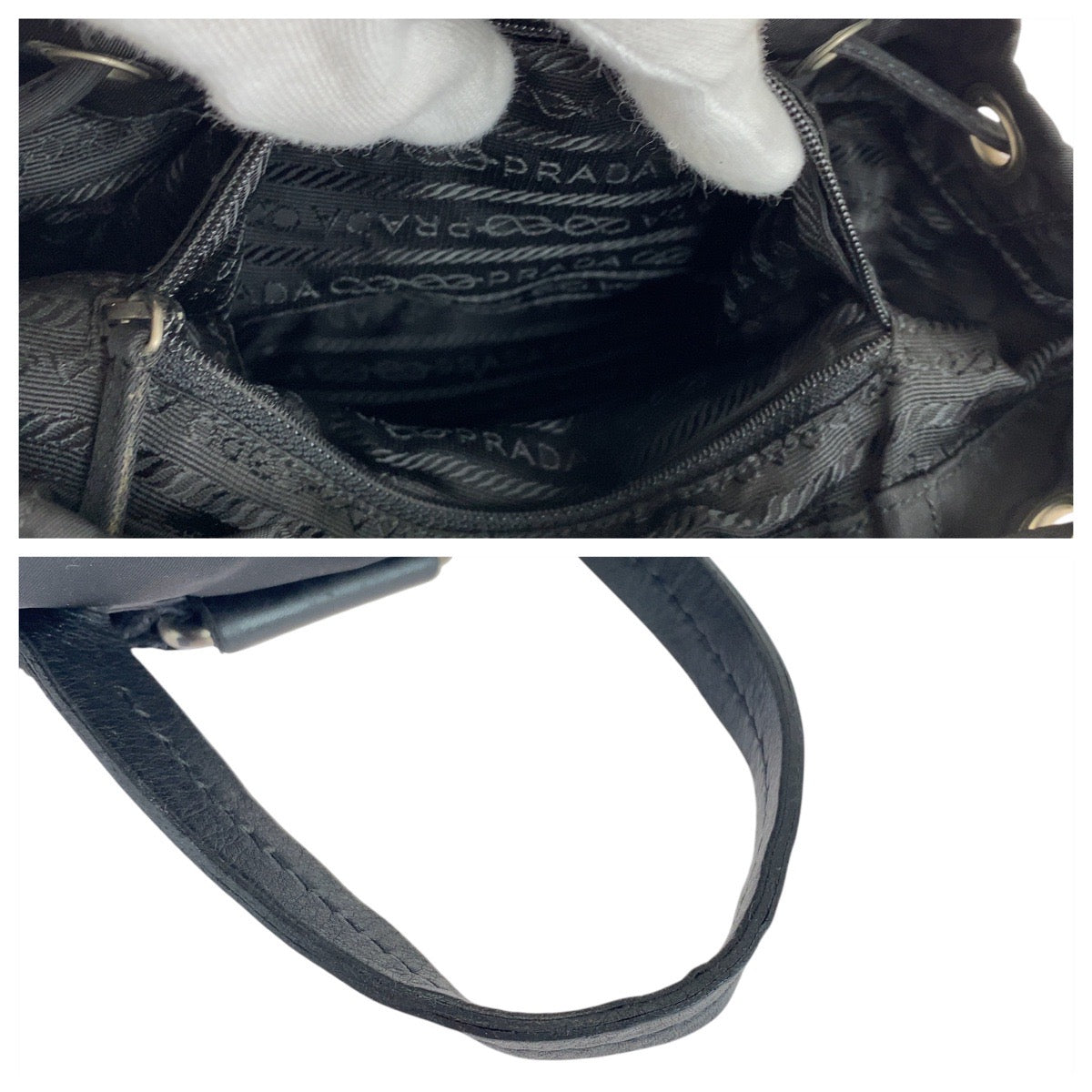 17533
PRADA プラダ テスート 三角ロゴプレート ブラック 黒 シルバー金具 ナイロン / レザー リュック バックパック  レディース AB45