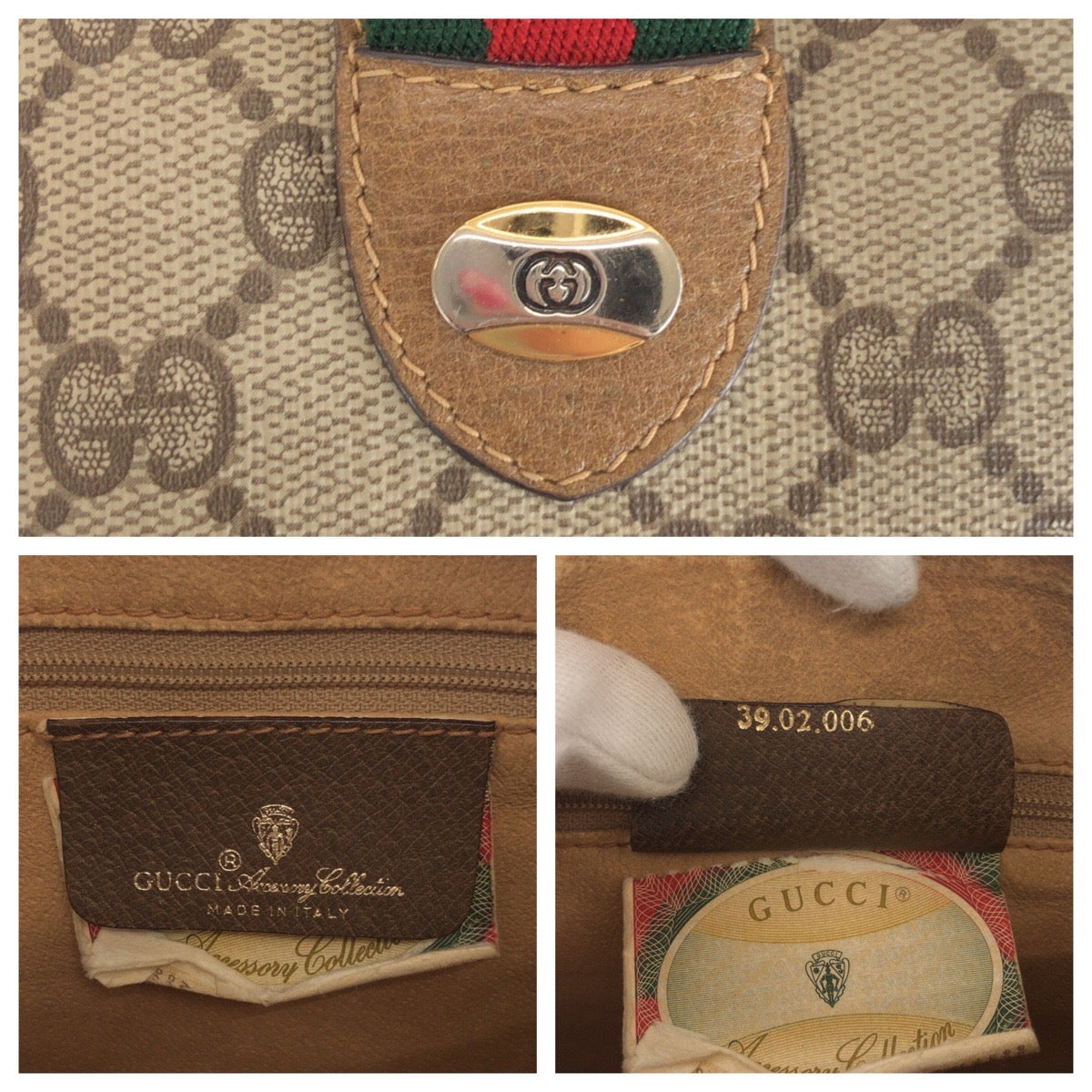 17534
GUCCI グッチ ヴィンテージ シェリーライン オールドグッチ ベージュ ブラウン ゴールド金具 GGスプリームキャンバス / レザー 39.02.006 ハンドバッグ ボストンバッグ  レディース AB39