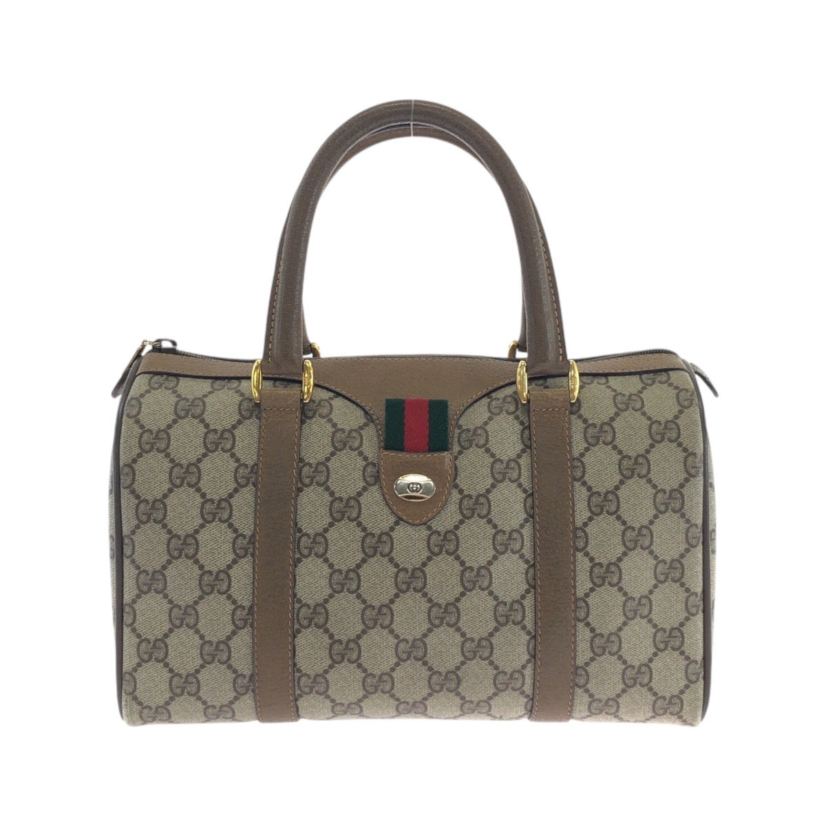 17534
GUCCI グッチ ヴィンテージ シェリーライン オールドグッチ ベージュ ブラウン ゴールド金具 GGスプリームキャンバス / レザー 39.02.006 ハンドバッグ ボストンバッグ  レディース AB39
