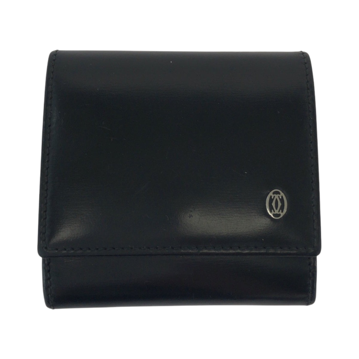17551
CARTIER カルティエ パシャ ブラック 黒 シルバー金具 カーフ コインケース コンパクトウォレット  レディース A14