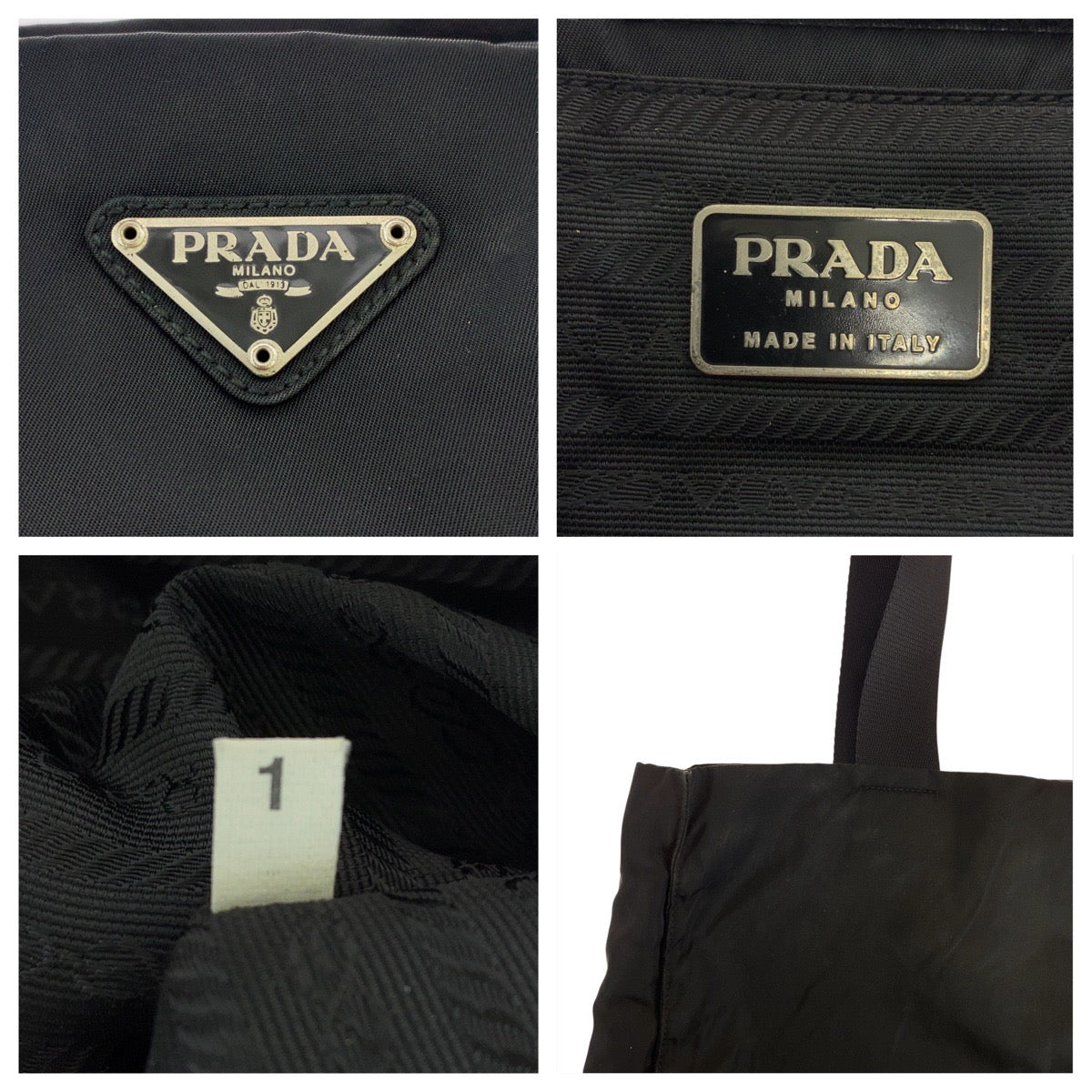 17571
PRADA プラダ テスート 三角ロゴプレート ブラック 黒 シルバー金具 ナイロン トートバッグ ショルダーバッグ 男女兼用  レディース ABP45