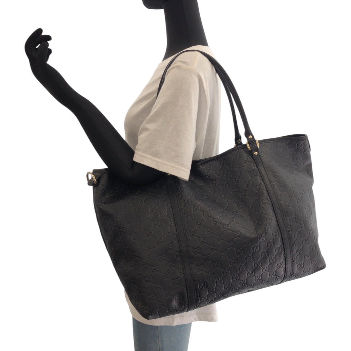 17572
GUCCI グッチ グッチシマ ブラック 黒 ゴールド金具 レザー 265696 トートバッグ ショルダーバッグ 男女兼用 メンズ A68