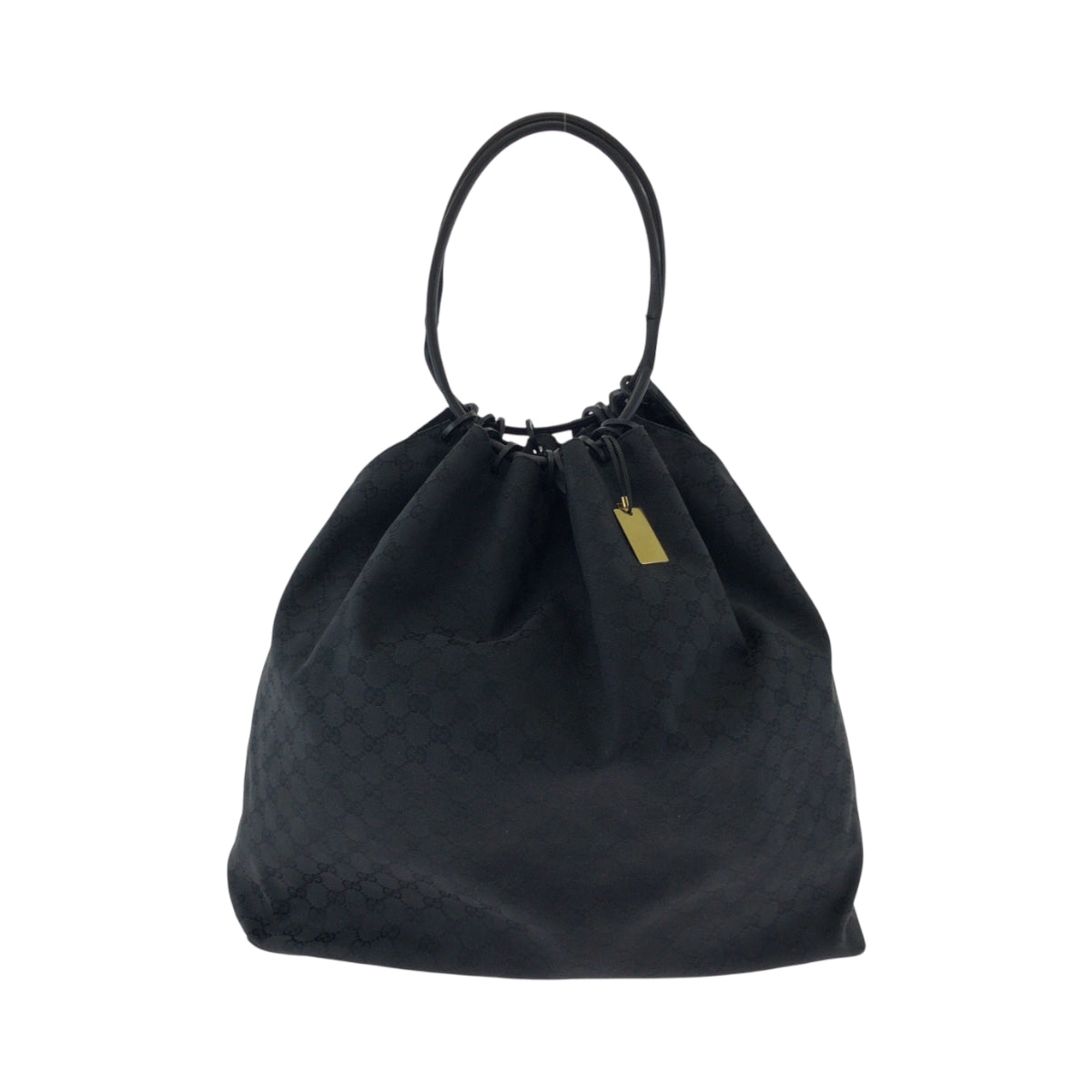 17573
GUCCI グッチ ブラック 黒 ブラック金具 GGキャンバス 91379 巾着 ショルダーバッグ  レディース ABP48