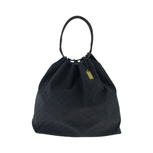 17573
GUCCI グッチ ブラック 黒 ブラック金具 GGキャンバス 91379 巾着 ショルダーバッグ  レディース ABP48