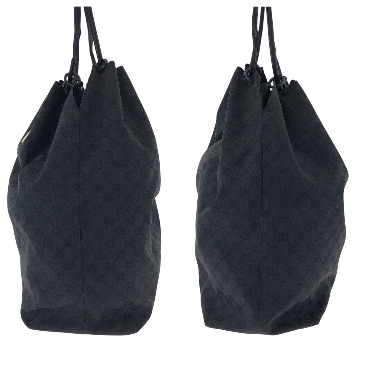 17573
GUCCI グッチ ブラック 黒 ブラック金具 GGキャンバス 91379 巾着 ショルダーバッグ  レディース ABP48