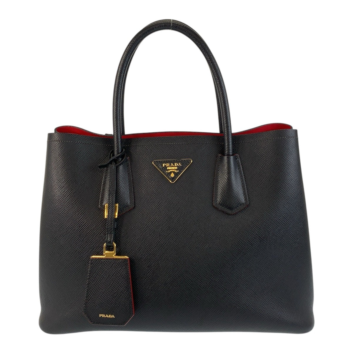 17574
PRADA プラダ サフィアーノ ドゥーブレ ブラック 黒 ゴールド金具 レザー トートバッグ ハンドバッグ  レディース ABP77
