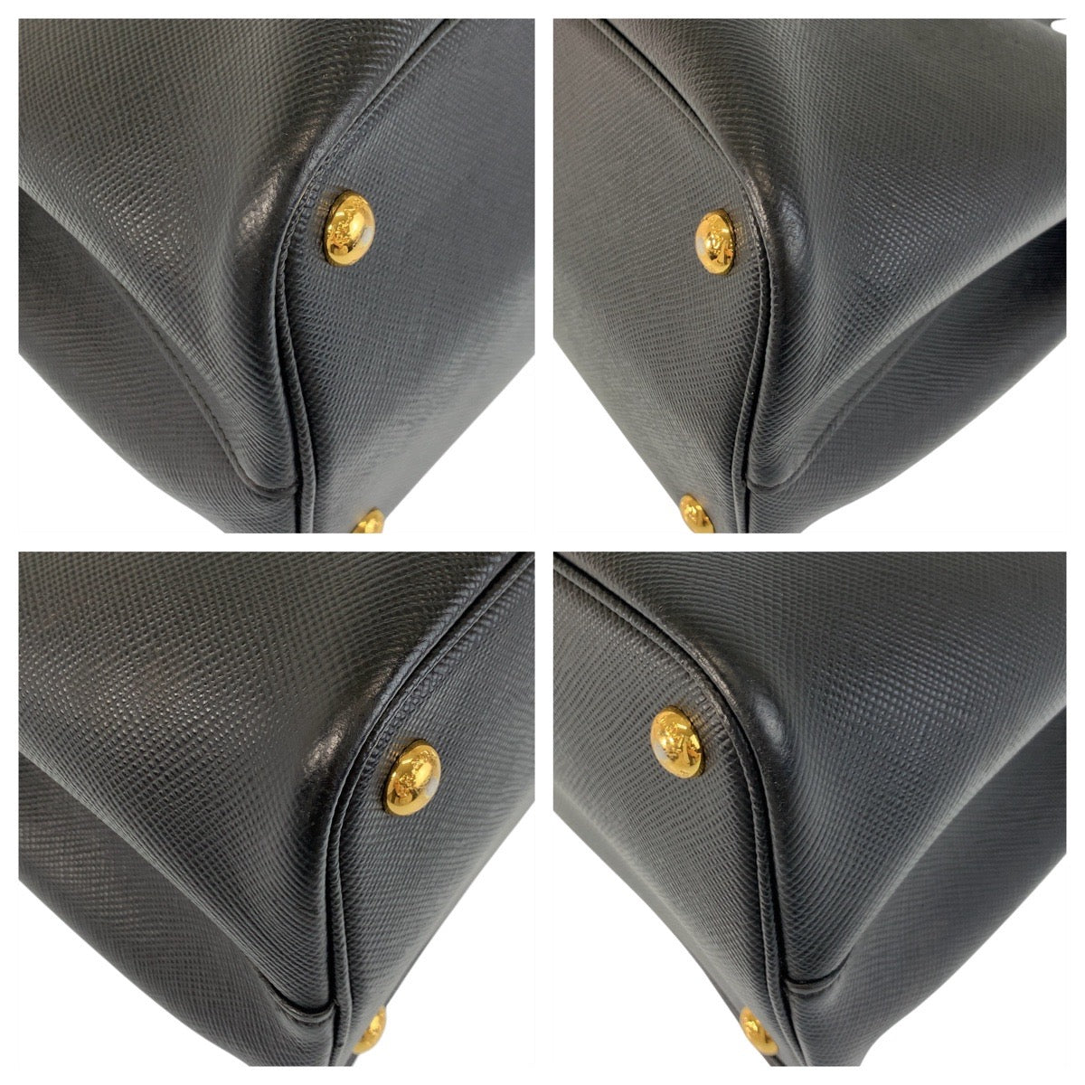 17574
PRADA プラダ サフィアーノ ドゥーブレ ブラック 黒 ゴールド金具 レザー トートバッグ ハンドバッグ  レディース ABP77