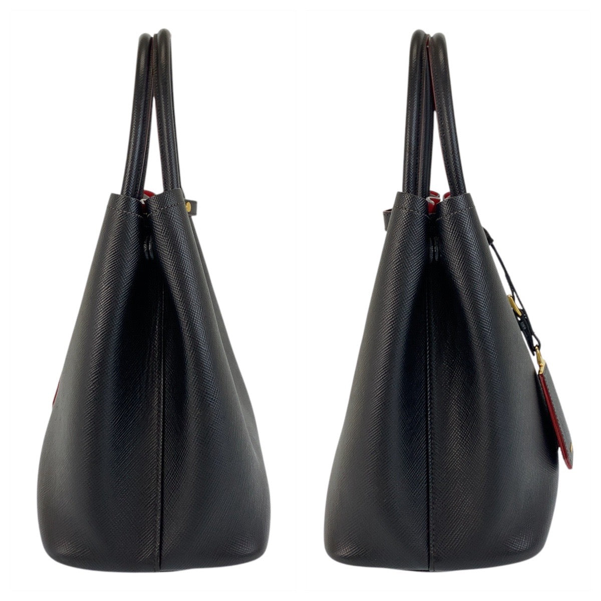 17574
PRADA プラダ サフィアーノ ドゥーブレ ブラック 黒 ゴールド金具 レザー トートバッグ ハンドバッグ  レディース ABP77