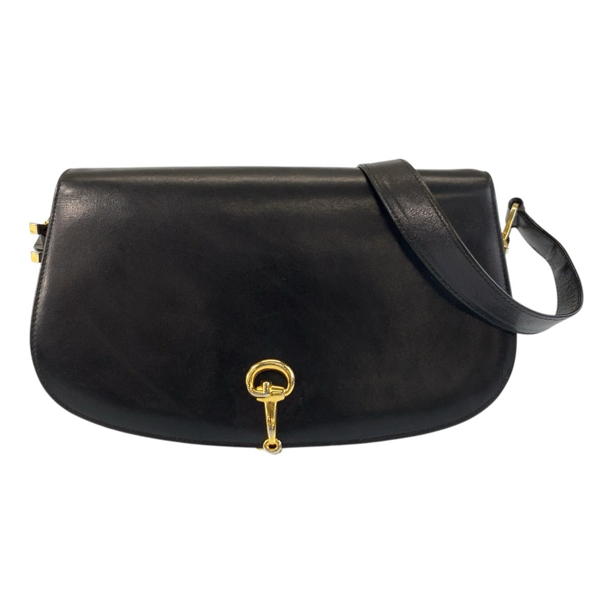 17575
GUCCI グッチ ホースビット ブラック 黒 ゴールド金具 レザー ショルダーバッグ ポシェット  レディース ABP39