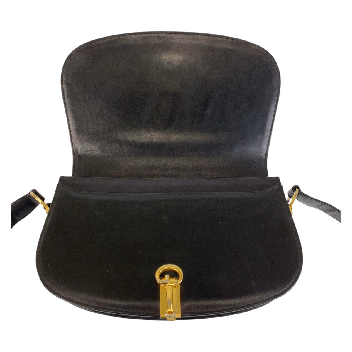 17575
GUCCI グッチ ホースビット ブラック 黒 ゴールド金具 レザー ショルダーバッグ ポシェット  レディース ABP39