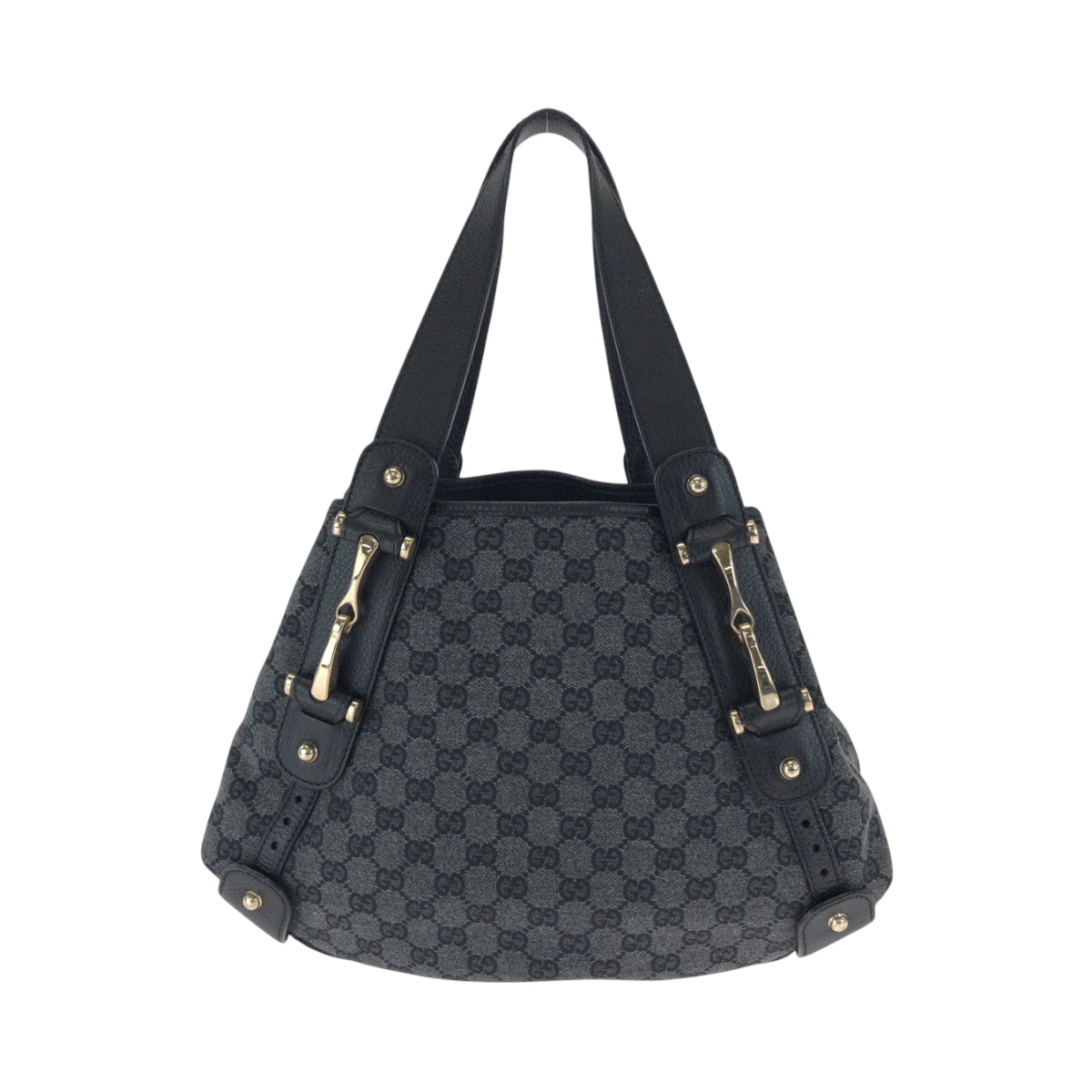 17579
GUCCI グッチ ホースビット ブラック 黒 グレー ゴールド金具 GGキャンバス 292927 トートバッグ ハンドバッグ ショルダーバッグ  レディース A73