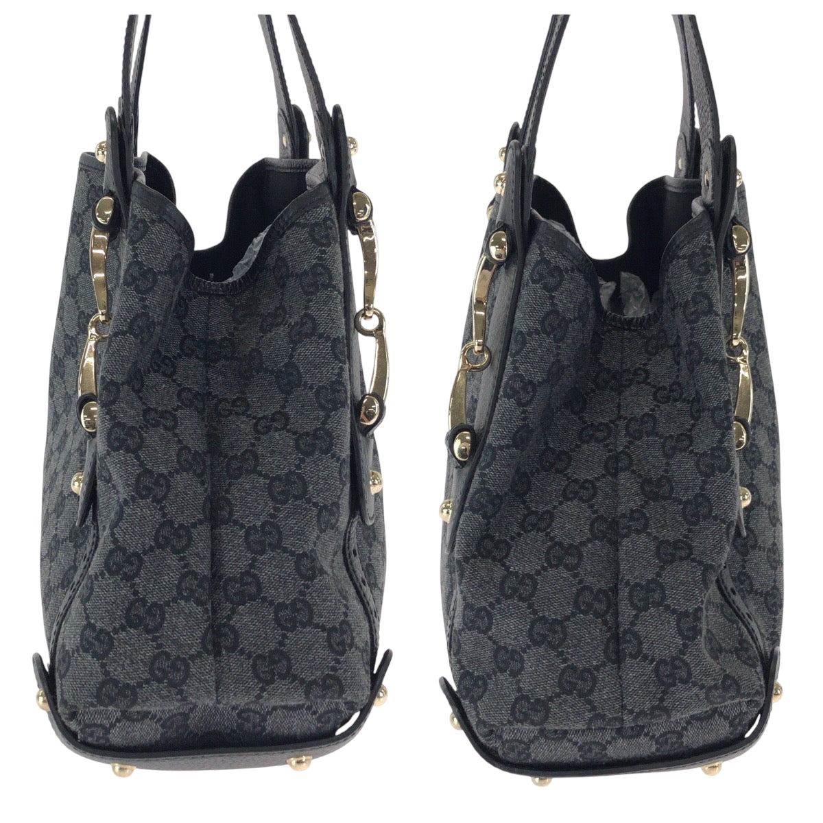 17579
GUCCI グッチ ホースビット ブラック 黒 グレー ゴールド金具 GGキャンバス 292927 トートバッグ ハンドバッグ ショルダーバッグ  レディース A73