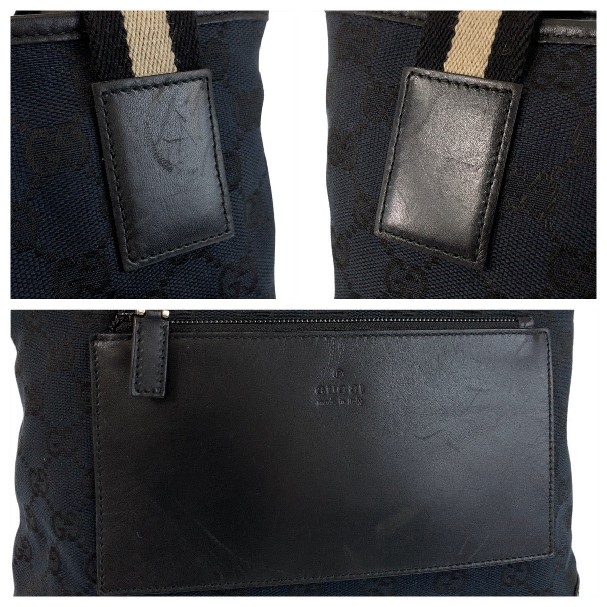 17580
GUCCI グッチ シェリーライン ブラック 黒 GGキャンバス / レザー 019 0402 トートバッグ ショルダーバッグ  レディース ABP32