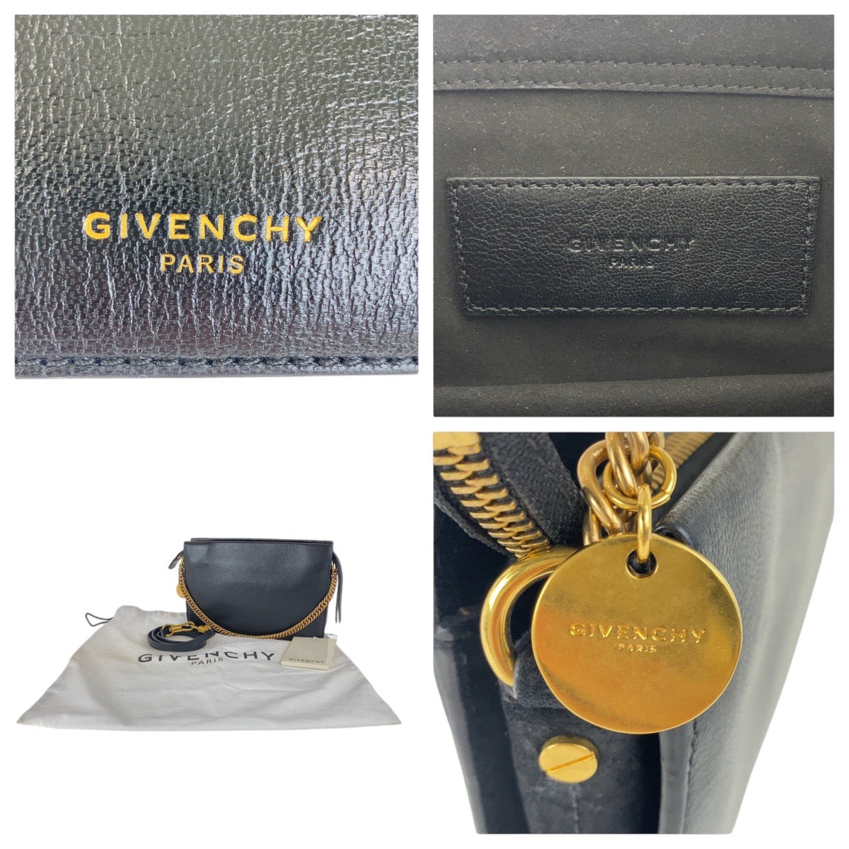 17581
Givenchy ジバンシー ブラック 黒 ゴールド金具 レザー ショルダーバッグ ハンドバッグ 2WAY  レディース