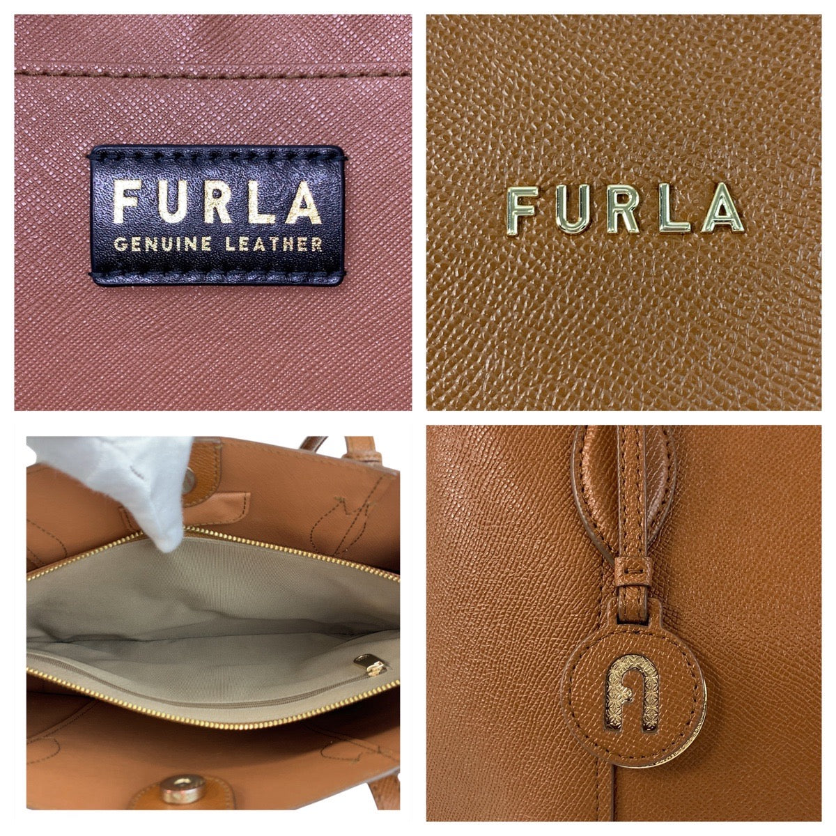 17582
Furla フルラ ヴィットリア エル トート ブラウン ゴールド金具 レザー トートバッグ ショルダーバッグ  レディース A13
