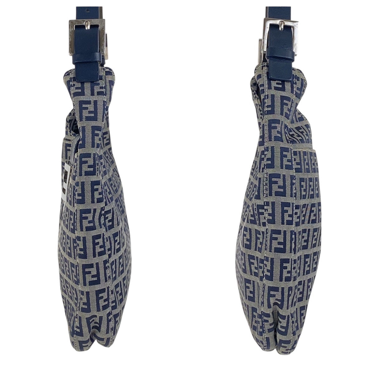 17583
FENDI フェンディ ヴィンテージ ズッキーノ ネイビー シルバー金具 キャンバス / レザー ショルダーバッグ ハンドバッグ レディース A67