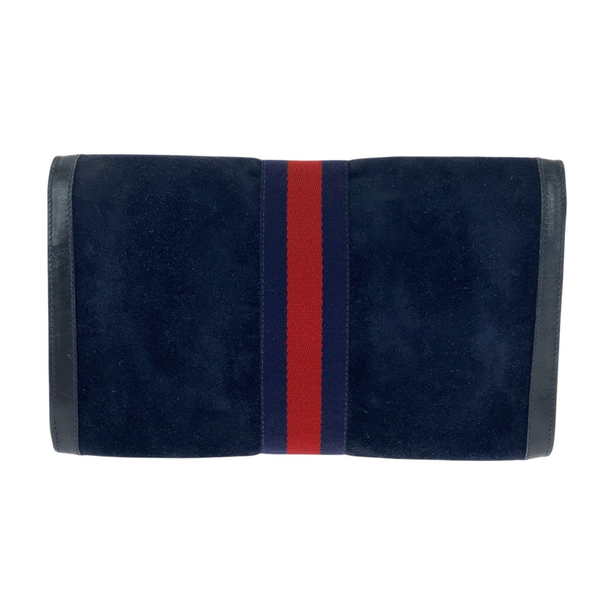 17584
GUCCI グッチ ヴィンテージ シェリーライン オールドグッチ ネイビー ゴールド金具 スウェード / レザー クラッチバッグ  レディース