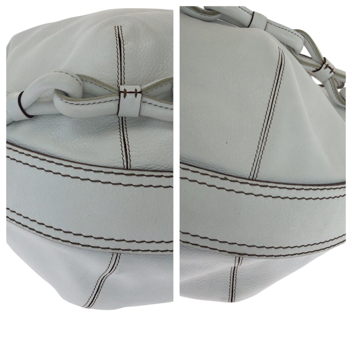 17585
LOEWE ロエベ フィエスタ ホワイト シルバー金具 レザー ショルダーバッグ トートバッグ ハンドバッグ 2way  レディース A52