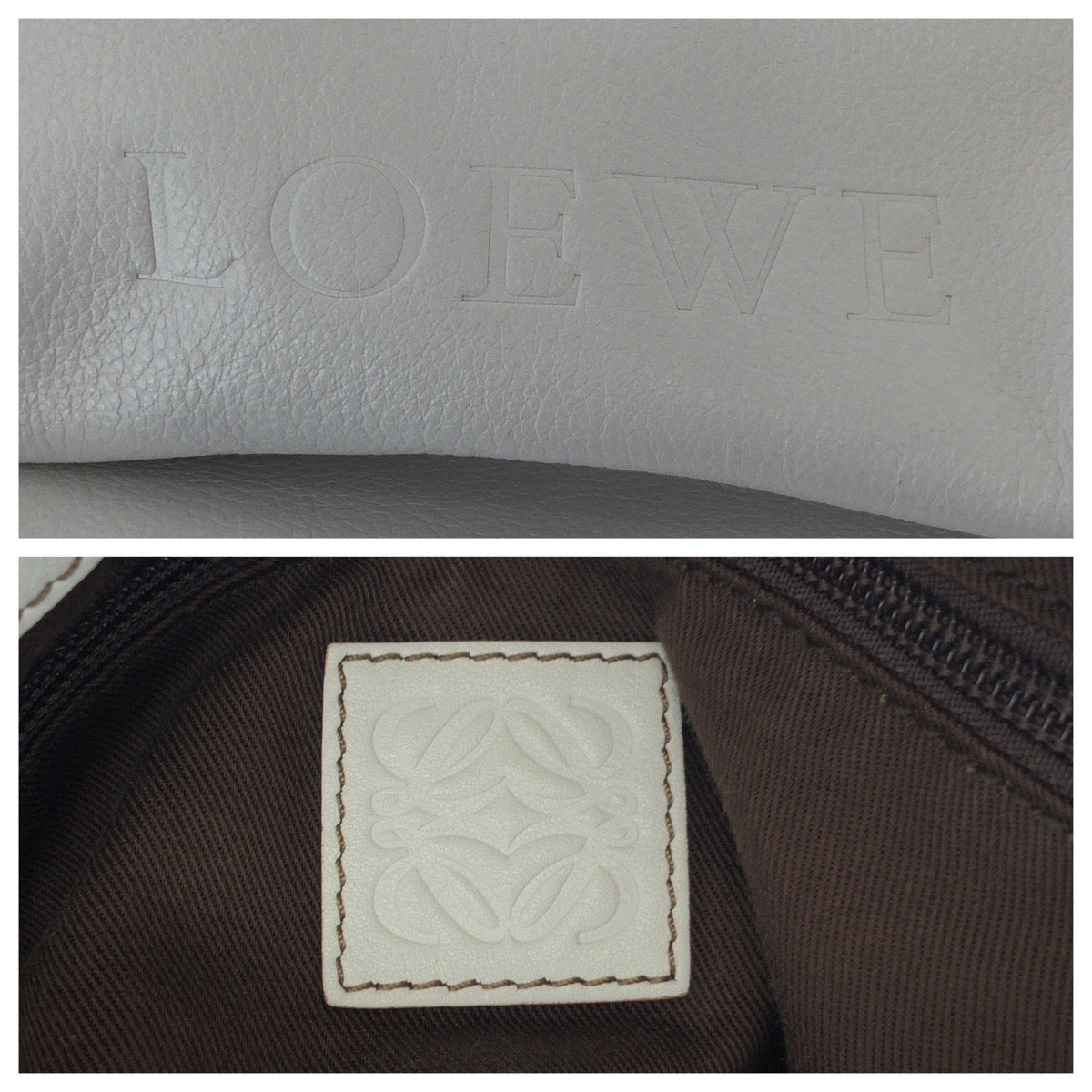 17585
LOEWE ロエベ フィエスタ ホワイト シルバー金具 レザー ショルダーバッグ トートバッグ ハンドバッグ 2way  レディース A52