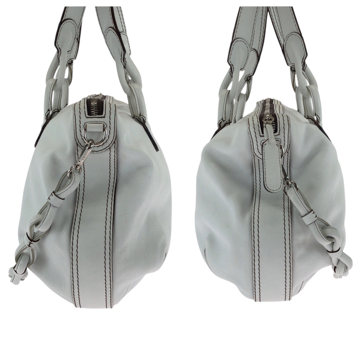 17585
LOEWE ロエベ フィエスタ ホワイト シルバー金具 レザー ショルダーバッグ トートバッグ ハンドバッグ 2way  レディース A52