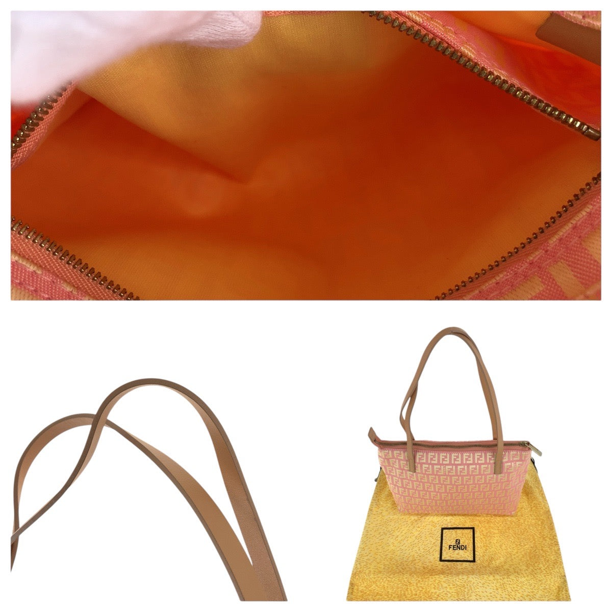 17586
FENDI フェンディ ズッキーノ ピンク ベージュ ゴールド金具 キャンバス / レザー 2305 8BH021 028 トートバッグ ショルダーバッグ  レディース A62