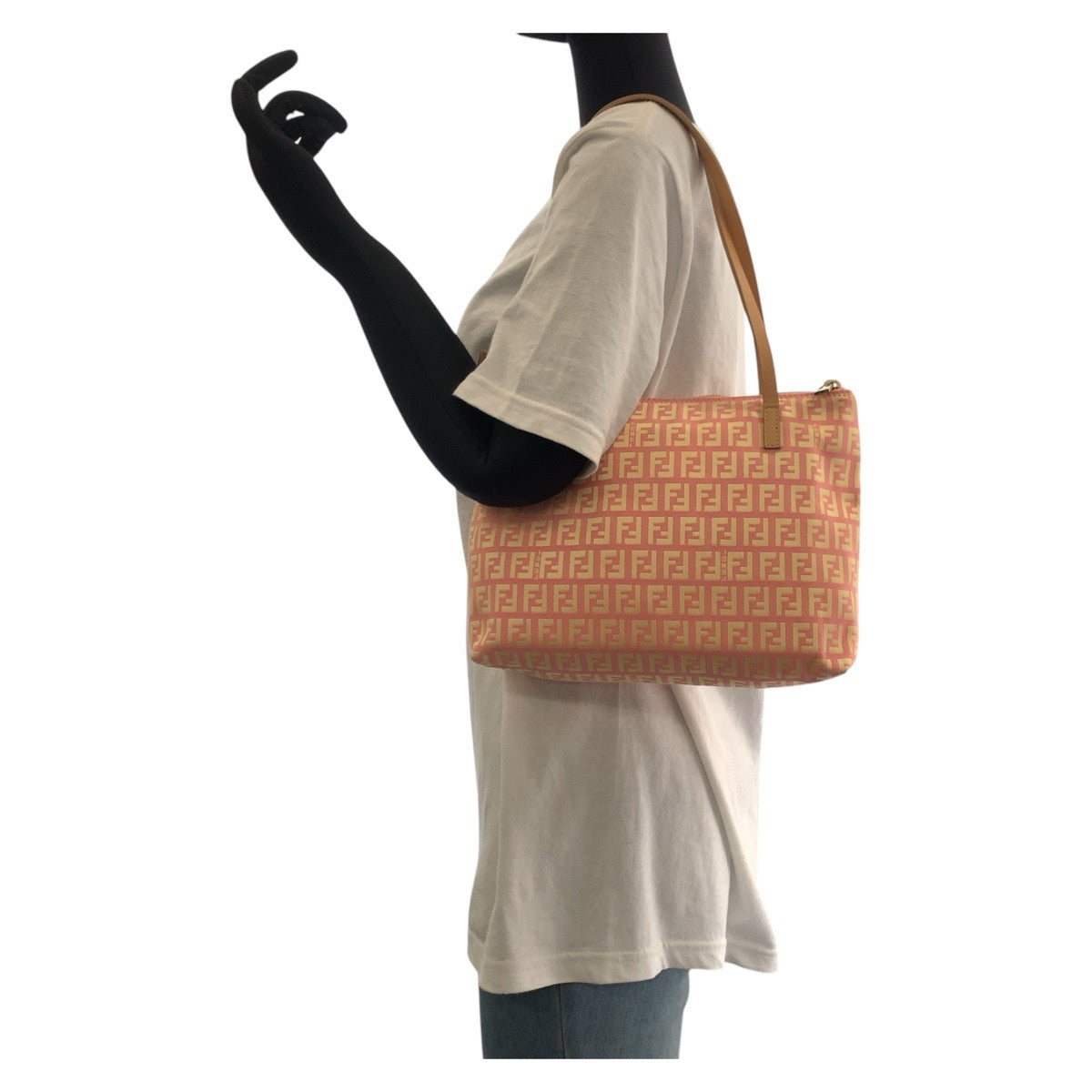 17586
FENDI フェンディ ズッキーノ ピンク ベージュ ゴールド金具 キャンバス / レザー 2305 8BH021 028 トートバッグ ショルダーバッグ  レディース A62