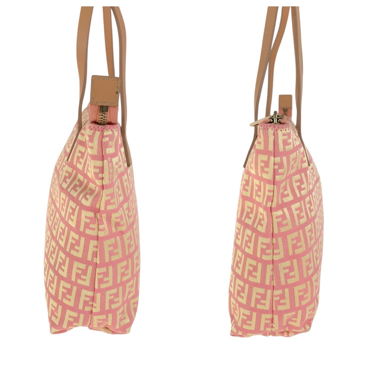 17586
FENDI フェンディ ズッキーノ ピンク ベージュ ゴールド金具 キャンバス / レザー 2305 8BH021 028 トートバッグ ショルダーバッグ  レディース A62