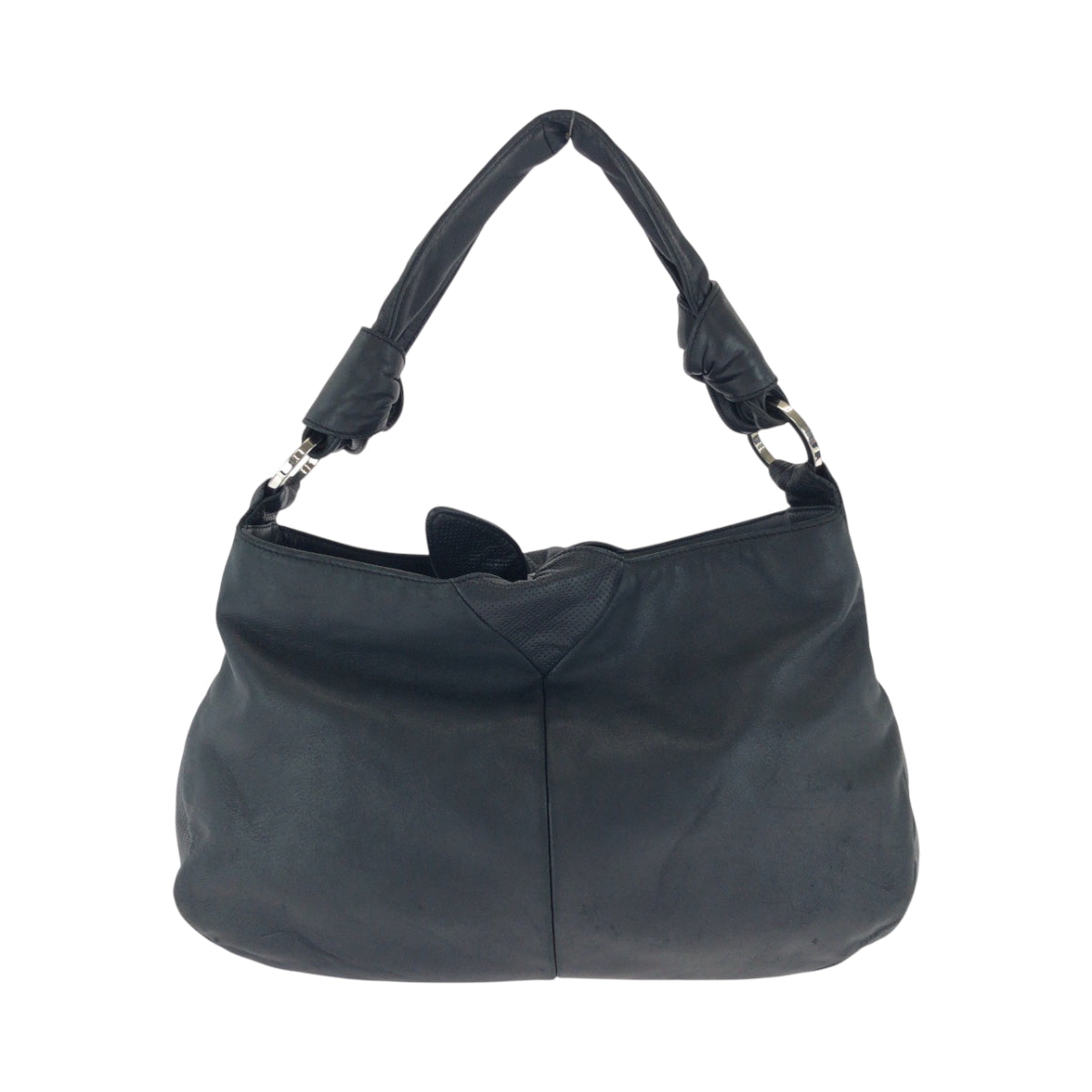 17587
LOEWE ロエベ アナグラム ブラック 黒 シルバー金具 レザー ワンショルダーバッグ ハンドバッグ  レディース
