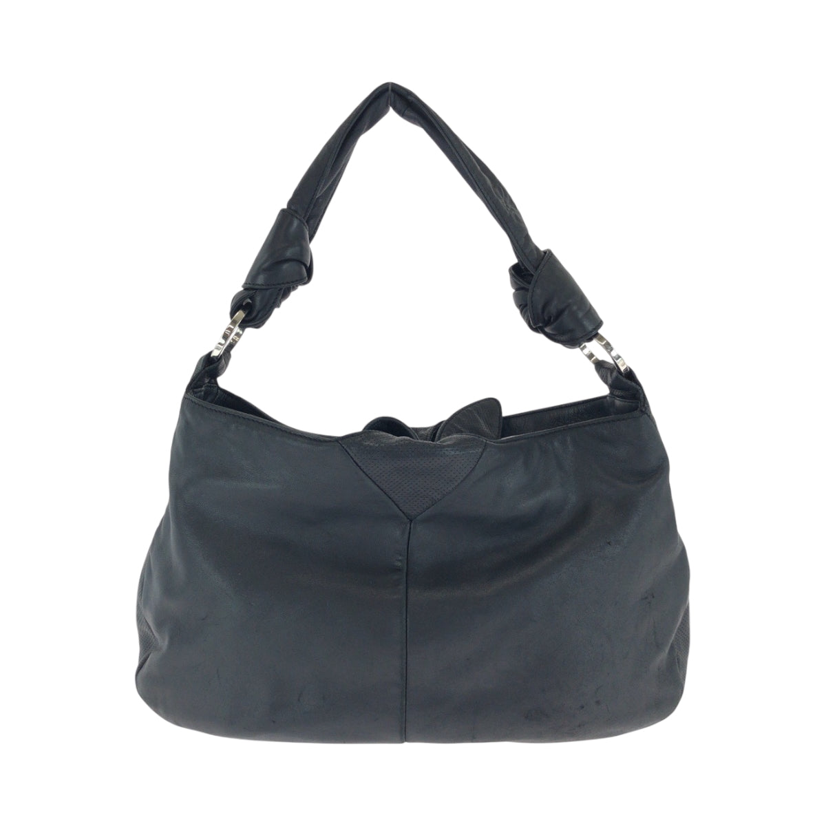 17587
LOEWE ロエベ アナグラム ブラック 黒 シルバー金具 レザー ワンショルダーバッグ ハンドバッグ  レディース