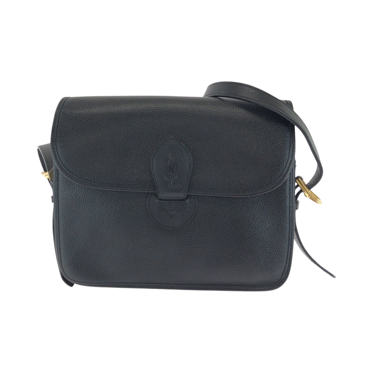 17589
YVES SAINT LAURENT イヴ サンローラン ヴィンテージ YSL ブラック 黒 ゴールド金具 レザー ショルダーバッグ ポシェット  レディース ABP40