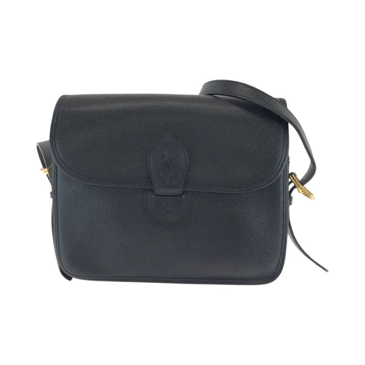 17589
YVES SAINT LAURENT イヴ サンローラン ヴィンテージ YSL ブラック 黒 ゴールド金具 レザー ショルダーバッグ ポシェット  レディース ABP40