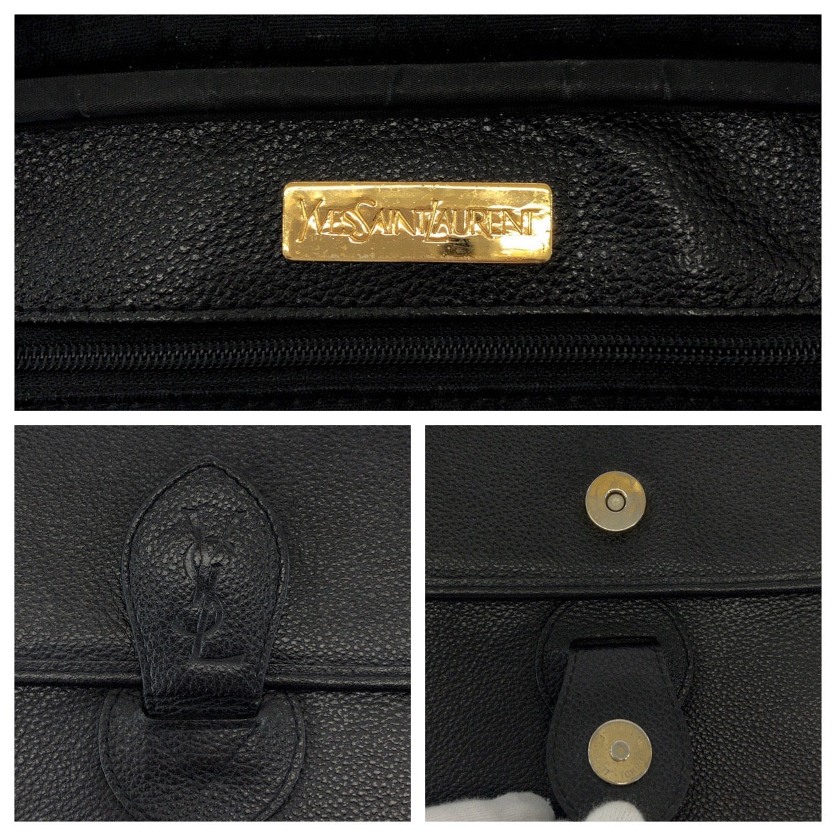 17589
YVES SAINT LAURENT イヴ サンローラン ヴィンテージ YSL ブラック 黒 ゴールド金具 レザー ショルダーバッグ ポシェット  レディース ABP40