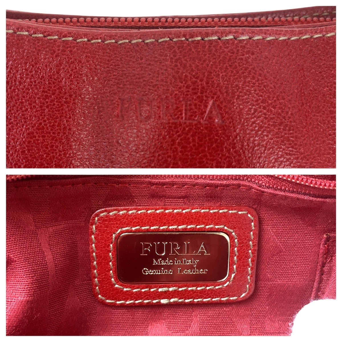 17590
Furla フルラ レッド ゴールド金具 レザー トートバッグ ショルダーバッグ  レディース