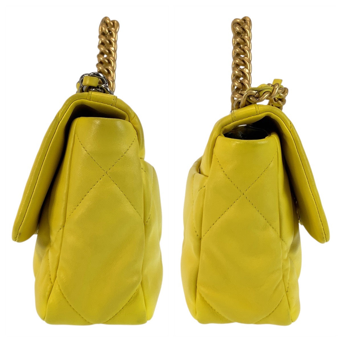 17593
CHANEL シャネル マトラッセ 19 ココマーク ターンロック イエロー ゴールド金具 ラムスキン チェーンショルダーバッグ  レディース ABP490