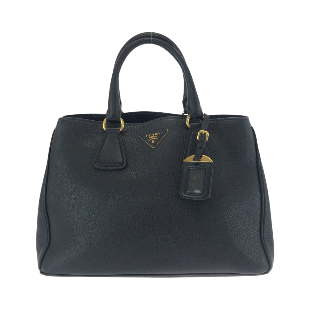 17596
PRADA プラダ ヴィッテロダイノ 三角ロゴプレート ブラック 黒 ゴールド金具 レザー BN2579 トートバッグ ハンドバッグ ショルダーバッグ レディース A75