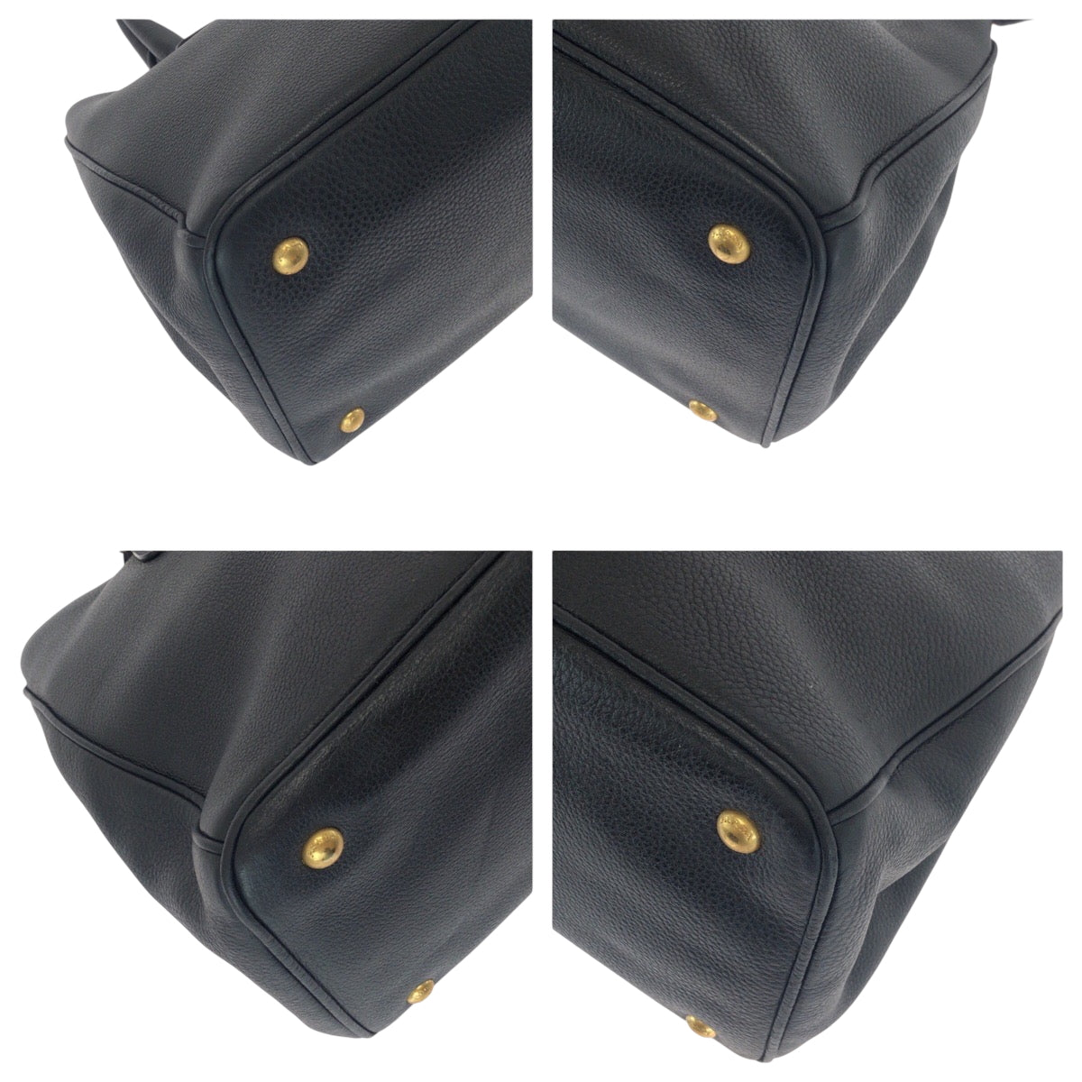 17596
PRADA プラダ ヴィッテロダイノ 三角ロゴプレート ブラック 黒 ゴールド金具 レザー BN2579 トートバッグ ハンドバッグ ショルダーバッグ レディース A75