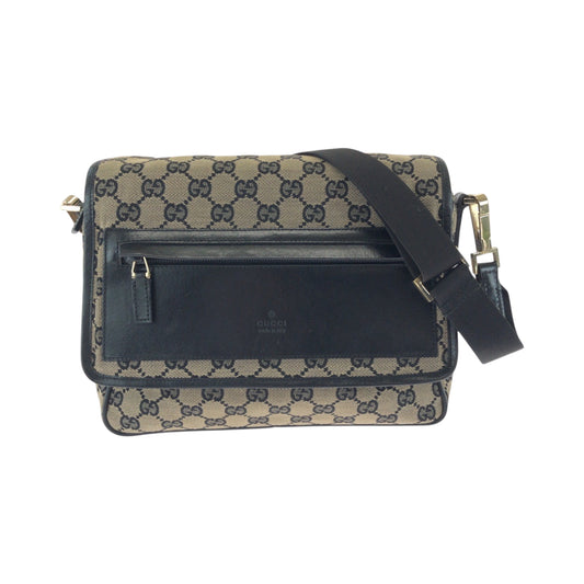 17600
GUCCI グッチ ベージュ ブラック ゴールド金具 GGキャンバス 019 0375 ショルダーバッグ メッセンジャーバッグ  レディース A45