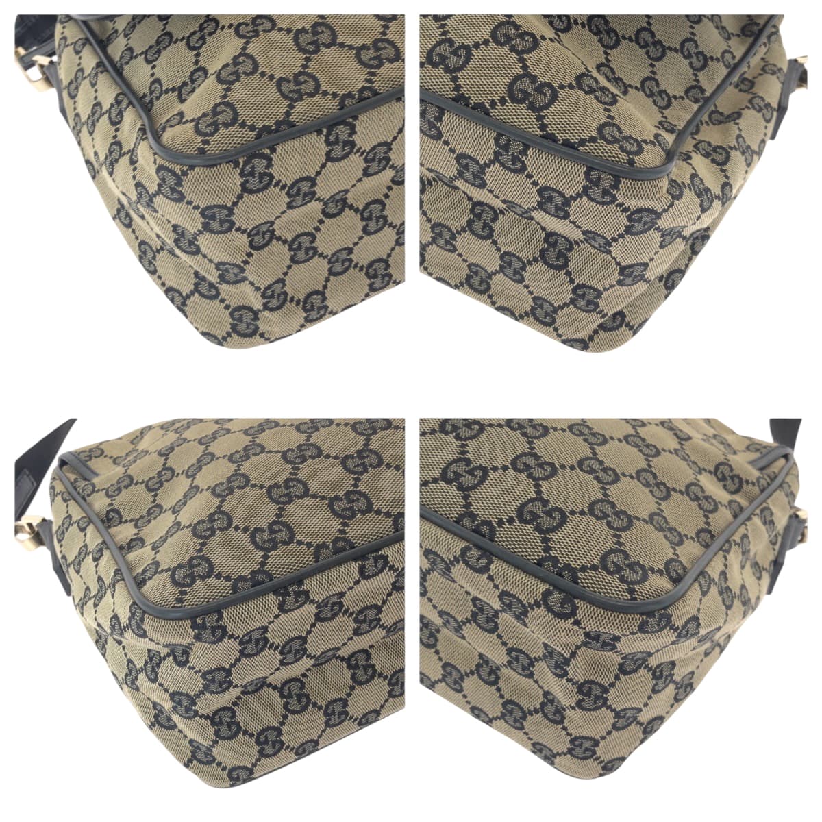 17600
GUCCI グッチ ベージュ ブラック ゴールド金具 GGキャンバス 019 0375 ショルダーバッグ メッセンジャーバッグ  レディース A45