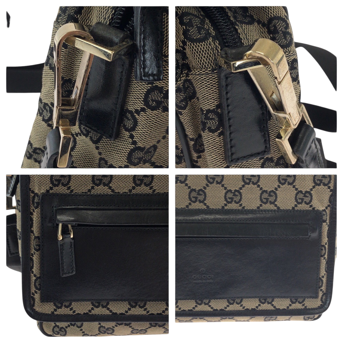17600
GUCCI グッチ ベージュ ブラック ゴールド金具 GGキャンバス 019 0375 ショルダーバッグ メッセンジャーバッグ  レディース A45