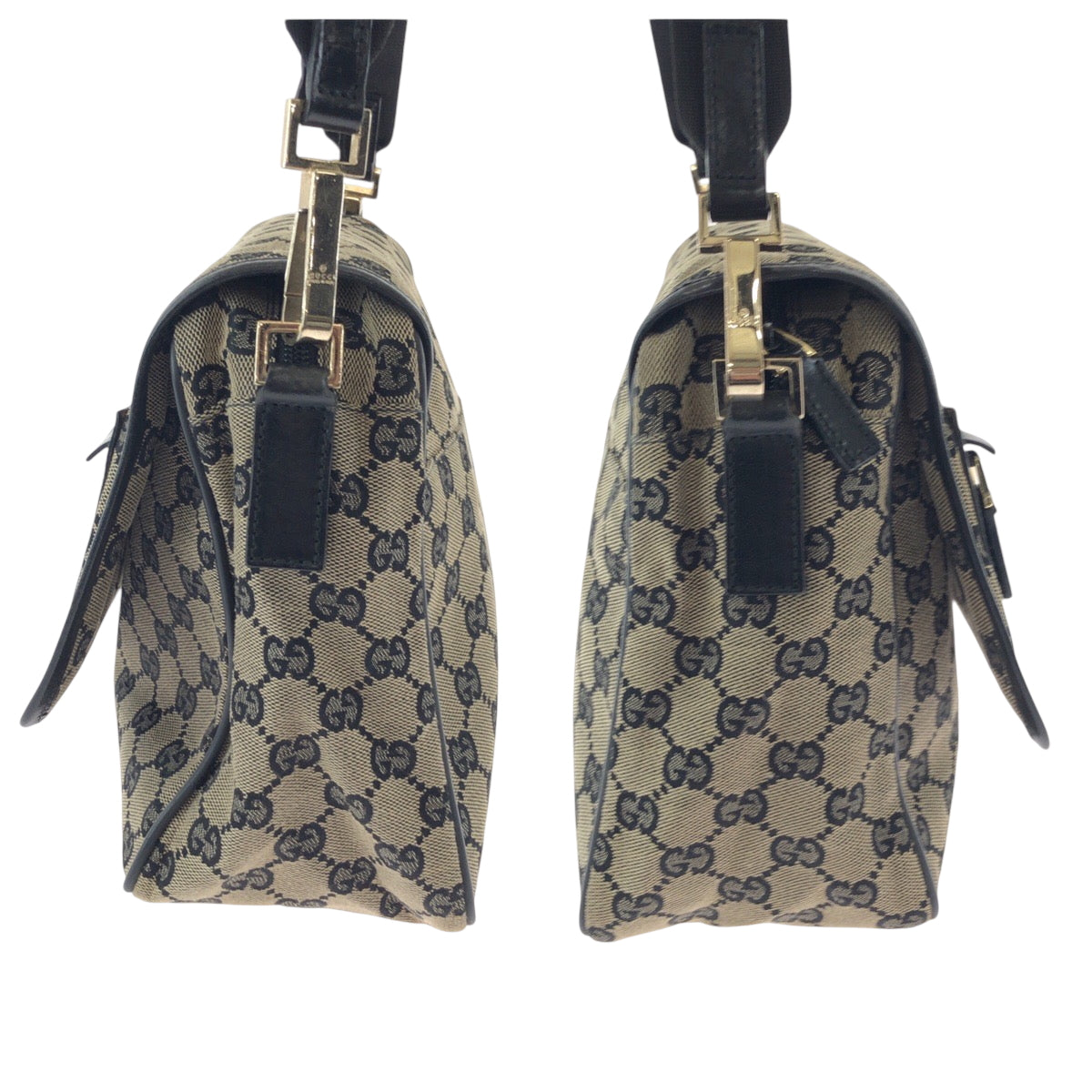 17600
GUCCI グッチ ベージュ ブラック ゴールド金具 GGキャンバス 019 0375 ショルダーバッグ メッセンジャーバッグ  レディース A45