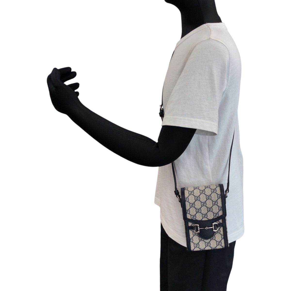 17601
GUCCI グッチ 1955 ホースビット グレー ネイビー シルバー金具 GGスプリームキャンバス 625615 ショルダーバッグ フォンポーチ ポシェット メンズ SA80