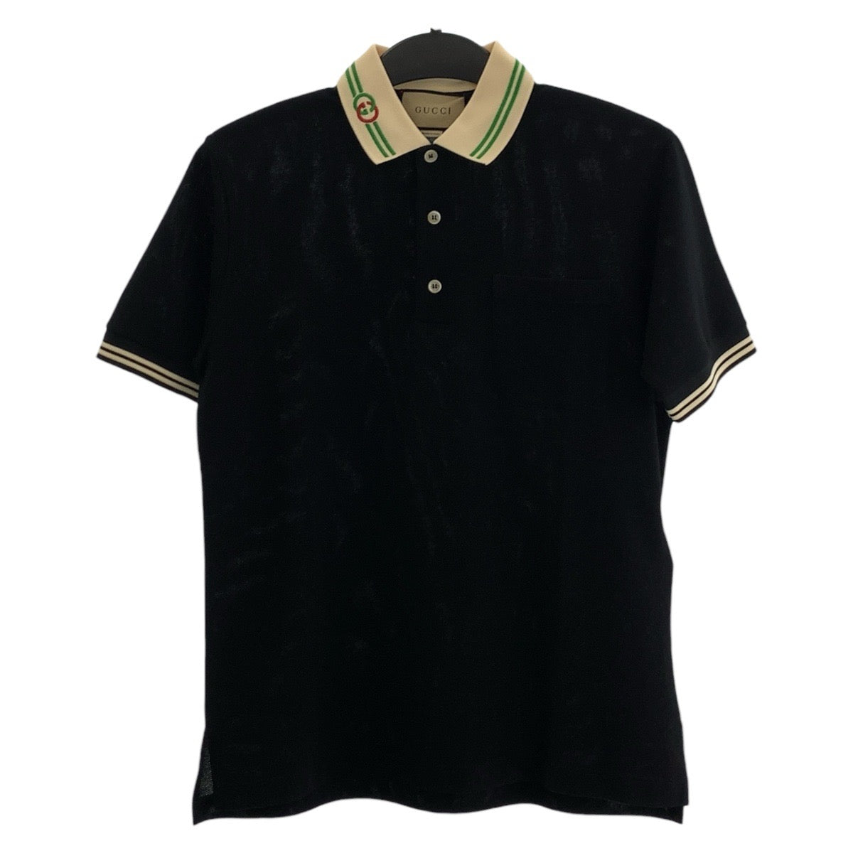 17603
GUCCI グッチ インターロッキング ブラック 黒 コットン / ポリウレタン ポロシャツ  メンズ N45