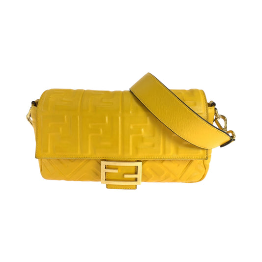 17605
FENDI フェンディ ズッカ マンマバケット イエロー ゴールド金具 レザー 8BR600 ショルダーバッグ メッセンジャーバッグ メンズ ABP134